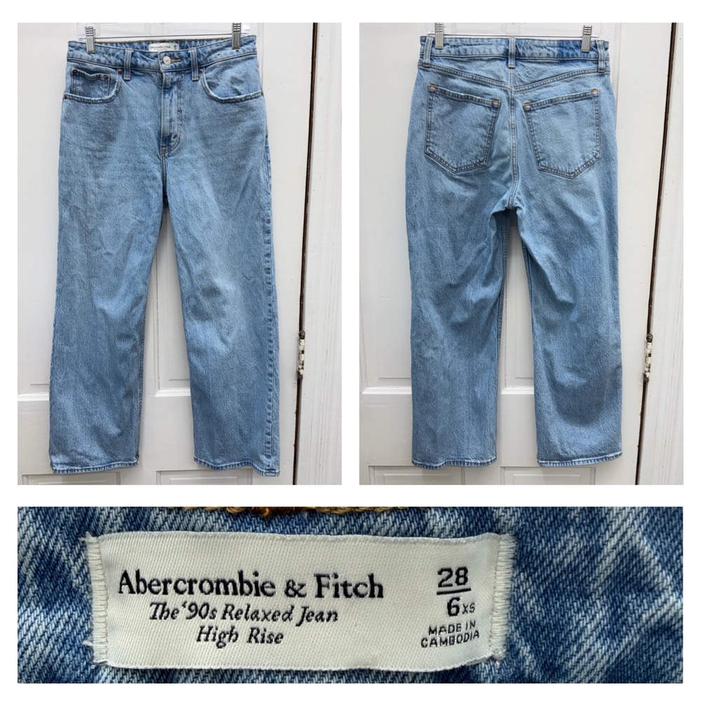 Abercrombie & Fitch The 90s Relaxed Jean Women 28 Blue High Rise Curve Love